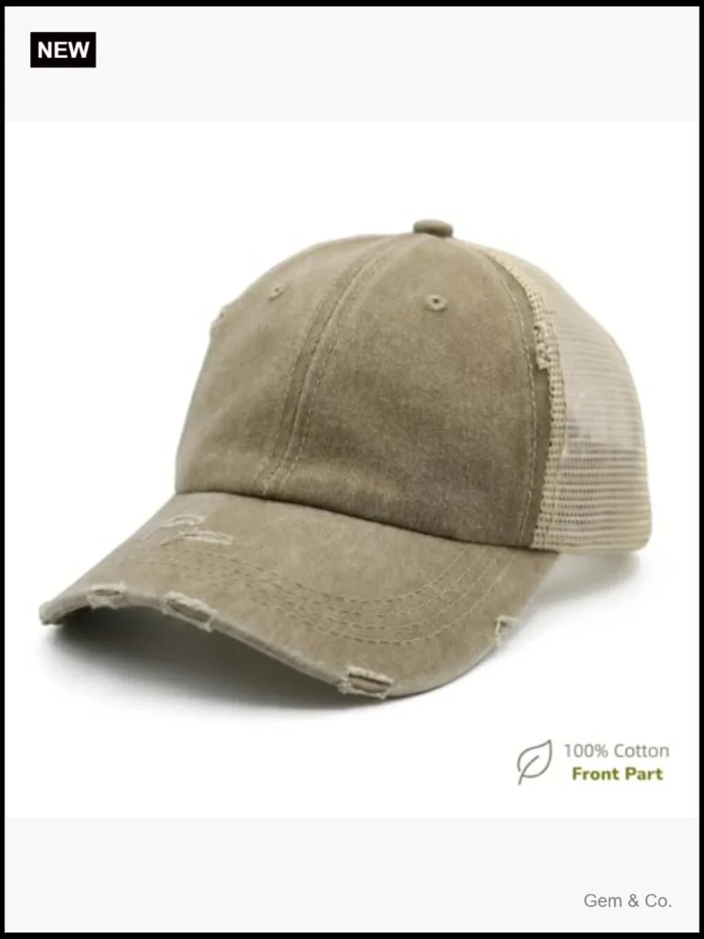 Womens Ponytail High Messy Bun Hats Distressed Baseball Cap Unconstructed
